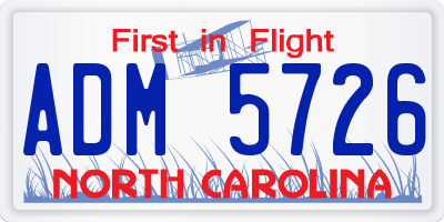 NC license plate ADM5726