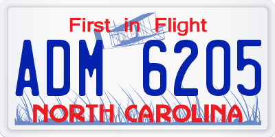 NC license plate ADM6205