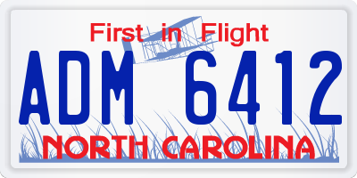 NC license plate ADM6412