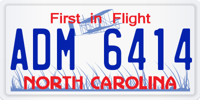 NC license plate ADM6414