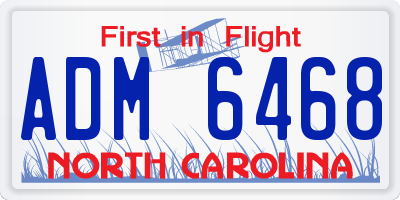 NC license plate ADM6468