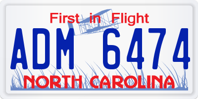 NC license plate ADM6474