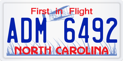 NC license plate ADM6492