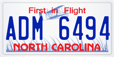 NC license plate ADM6494