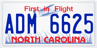 NC license plate ADM6625