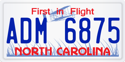 NC license plate ADM6875