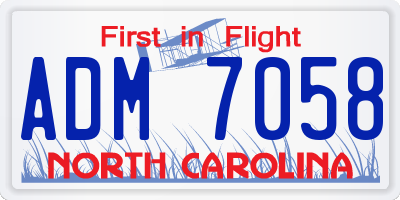 NC license plate ADM7058