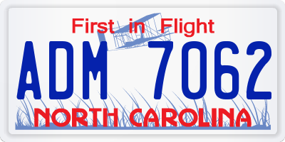 NC license plate ADM7062