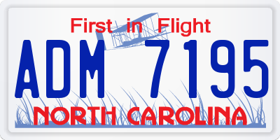 NC license plate ADM7195
