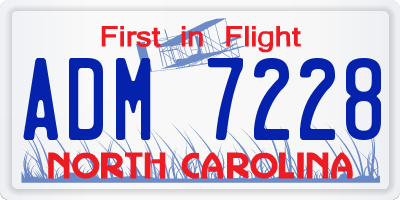 NC license plate ADM7228