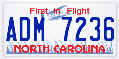 NC license plate ADM7236