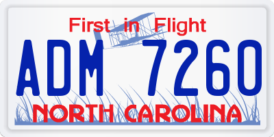 NC license plate ADM7260