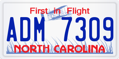 NC license plate ADM7309