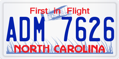NC license plate ADM7626