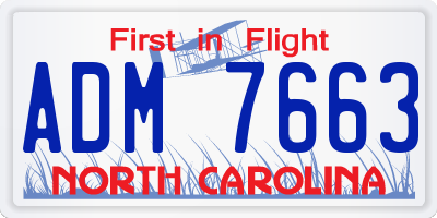 NC license plate ADM7663
