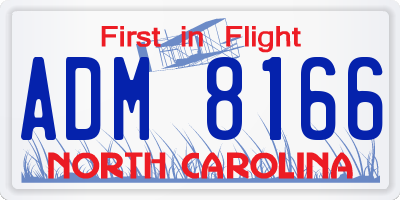 NC license plate ADM8166