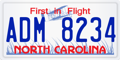 NC license plate ADM8234