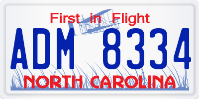 NC license plate ADM8334