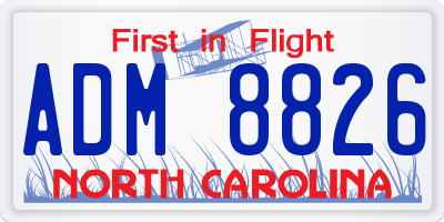 NC license plate ADM8826