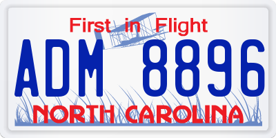 NC license plate ADM8896