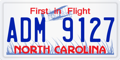 NC license plate ADM9127