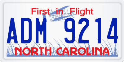 NC license plate ADM9214