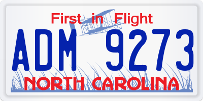 NC license plate ADM9273