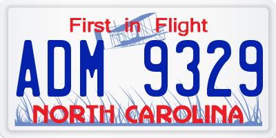 NC license plate ADM9329