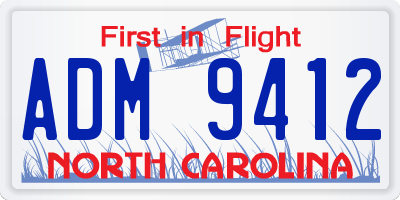 NC license plate ADM9412
