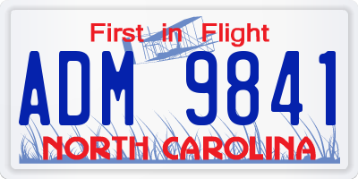 NC license plate ADM9841