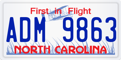 NC license plate ADM9863