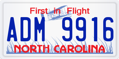 NC license plate ADM9916