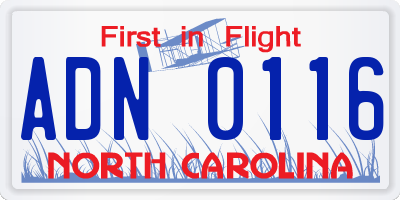 NC license plate ADN0116