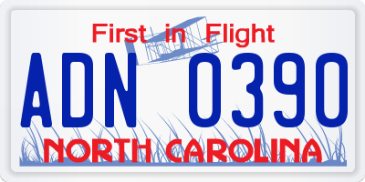 NC license plate ADN0390