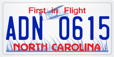 NC license plate ADN0615