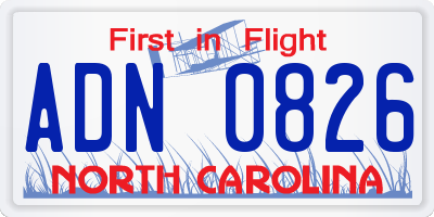 NC license plate ADN0826