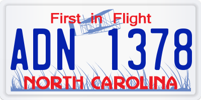 NC license plate ADN1378
