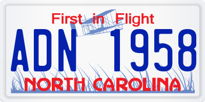 NC license plate ADN1958