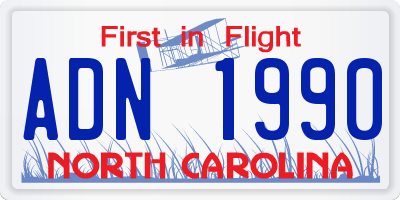 NC license plate ADN1990