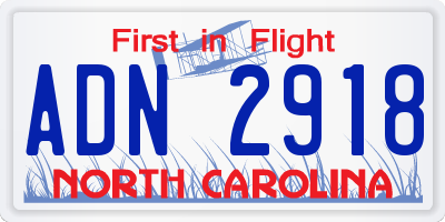 NC license plate ADN2918