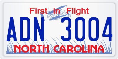 NC license plate ADN3004