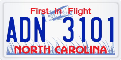NC license plate ADN3101