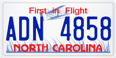 NC license plate ADN4858