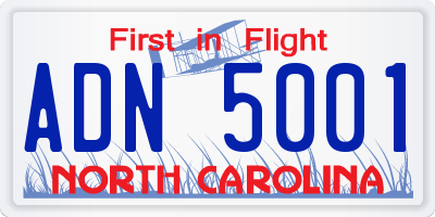 NC license plate ADN5001