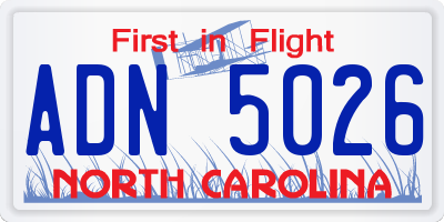 NC license plate ADN5026