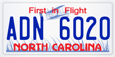 NC license plate ADN6020