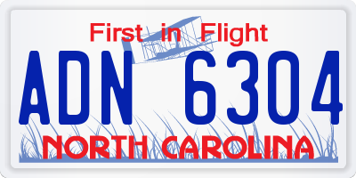 NC license plate ADN6304