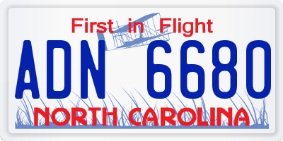 NC license plate ADN6680