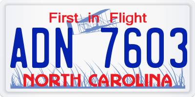 NC license plate ADN7603
