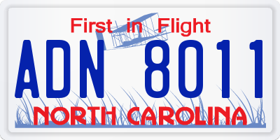 NC license plate ADN8011